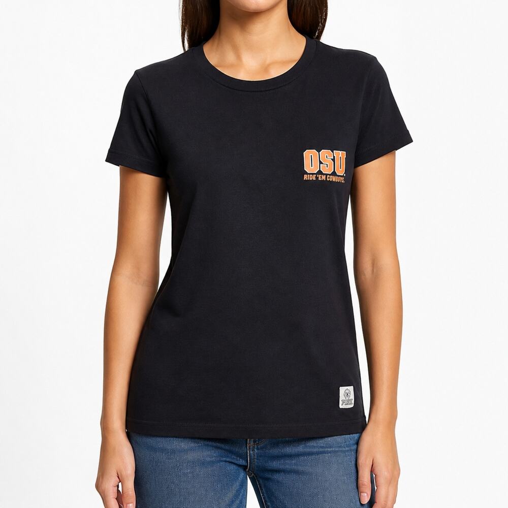 Pink Victorias Secret Oklahoma State Cowboys Shirt Top Women XS Black OSU Cotton